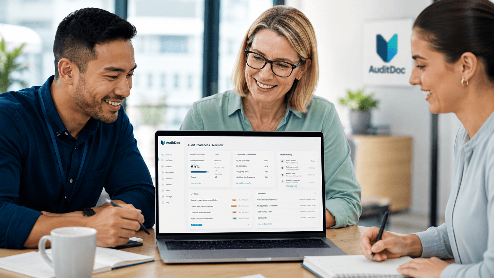 AuditDoc compliance dashboard showing audit readiness